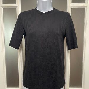 OAK + FORT Textured Black Short Sleeve Top